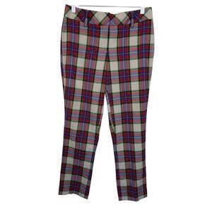 Lands’ End 2P Plaid Pants Tartan Slim Fit Red